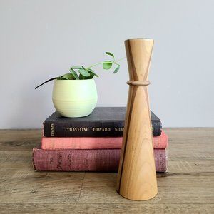 Midcentury wooden teak candleholder/candlestick.